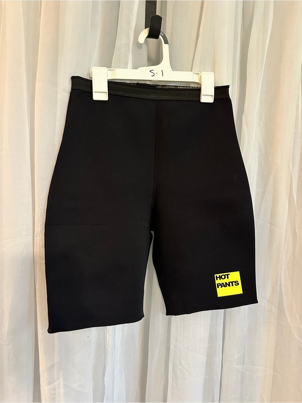 Black 'Hot Pants' neoprene Weight LOSS shorts with Yellow Patch